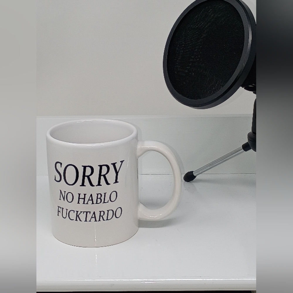 White Ceramic Mug with Bold Text